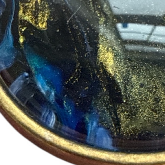 Handmade Black Navy Gold Fluid Art Glass Pendant Necklace by Svetlana Yeung - Picture 7 of 11